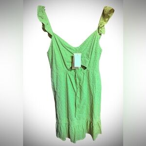 Green Ruffle Strap Dress
